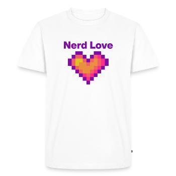 Amour de nerd – Cœur de pixels, Gamer Lovee Language - T-shirt Premium bio Homme - blanc - Devant - Nico (187cm)