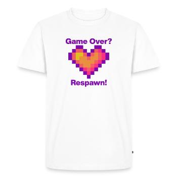 Fin du jeu? Réapparition avec le cœur, langage de l’amour des joueurs - T-shirt Premium bio Homme - blanc - Devant - Nico (187cm)