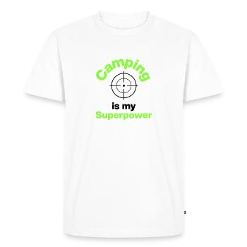 Le camping est mon superpouvoir, joueur, joueur FPS - T-shirt Premium bio Homme - blanc - Devant - Nico (187cm)