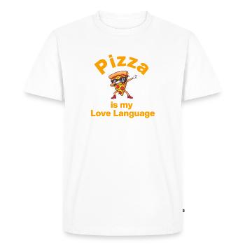 La pizza est mon langage de l’amour, l’amoureuse de la pizza, le fromage - T-shirt Premium bio Homme - blanc - Devant - Nico (187cm)