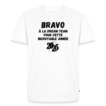 remerciement, bravo, félicitation - T-shirt Premium bio Homme - blanc - Devant - Nico (187cm)
