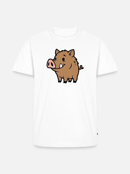 Süßes Wildschwein Comic Glücksbringer - Männer Premium Bio T-Shirt - Weiß