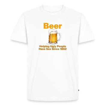 Bière, depuis 1862 en aide aux gens, bière, amateur de bière - T-shirt Premium bio Homme - blanc - Devant - Nico (187cm)