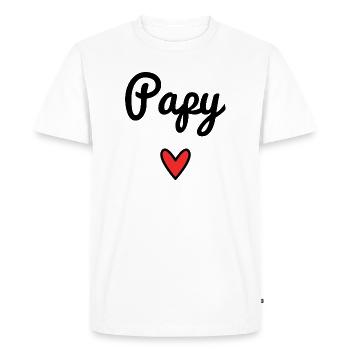PAPY. PAPA. FÊTE DES PÈRES. BONNE FÊTE PAPA - T-shirt Premium bio Homme - blanc - Devant - Nico (187cm)