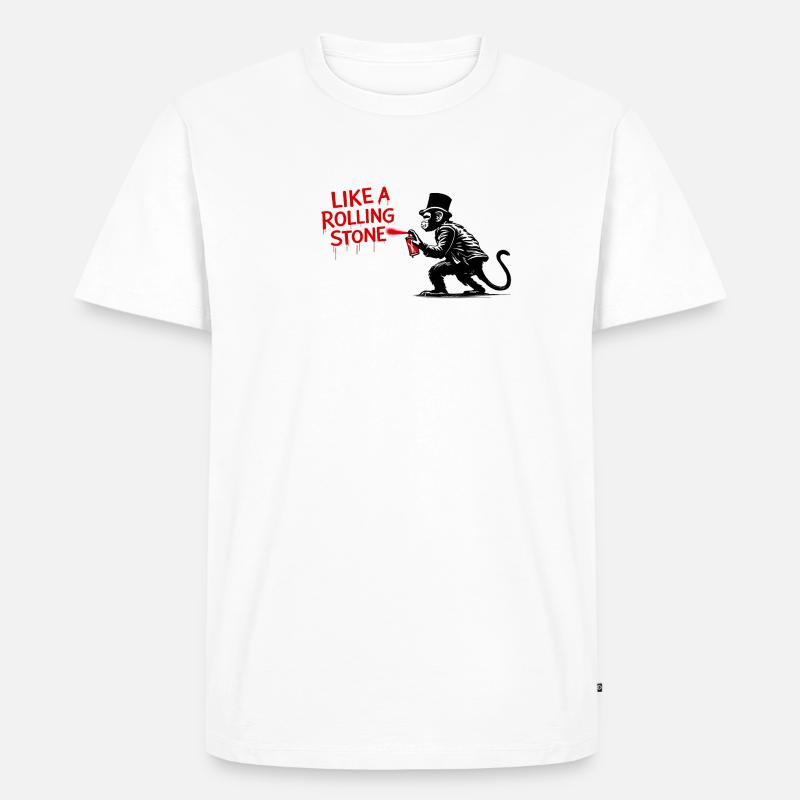 Wie ein Rolling Stone Monkey - Männer Premium Bio T-Shirt - Weiß