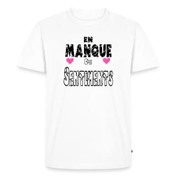 En Manque de Sentiments - T-shirt Premium bio Homme - blanc - Devant - Nico (187cm)