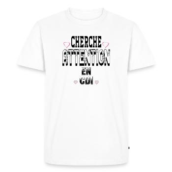 Seek attention on a permanent contract - Men's Premium Organic T-Shirt - white - Front - Nico (187cm)