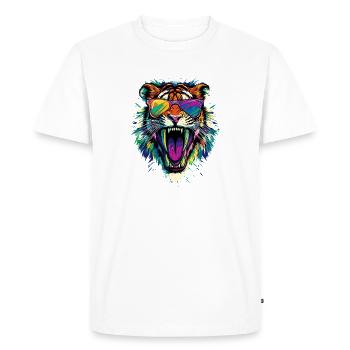 Saber-toothed tiger Smilodon Big cat Sabertooth tiger - Men's Premium Organic T-Shirt - white - Front - Nico (187cm)