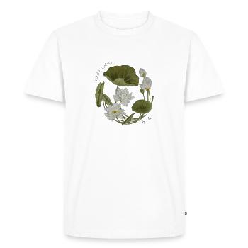 White Lotus: Zeshin’s Serenity  Japanese Botanical - Men's Premium Organic T-Shirt - white - Front - Nico (187cm)