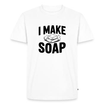 I Make Soap - Men's Premium Organic T-Shirt - white - Front - Nico (187cm)