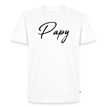PAPY. PAPA. FÊTE DES PÈRES. BONNE FÊTE PAPA - T-shirt Premium bio Homme - blanc - Devant - Nico (187cm)