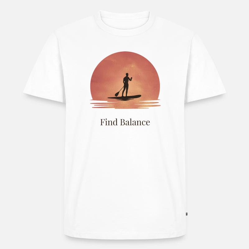 Sunset SUP – Ruhe auf dem Wasser - Männer Premium Bio T-Shirt - Weiß