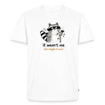 Ce n’était pas moi, peut-être que c’était l’humour des ratons laveurs - T-shirt Premium bio Homme - blanc - Devant - Nico (187cm)