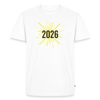 Début de l’année 2026 - T-shirt Premium bio Homme - blanc - Devant - Nico (187cm)