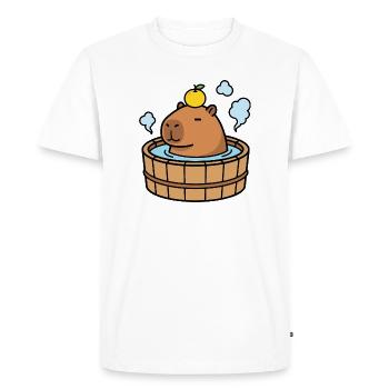 Kawaii Capybara Onsen Yuzu Bath - Japan Chill Mode - Men's Premium Organic T-Shirt - white - Front - Nico (187cm)
