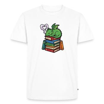 Cadeau fantastique de Dragon Reading Book Adore - T-shirt Premium bio Homme - blanc - Devant - Nico (187cm)