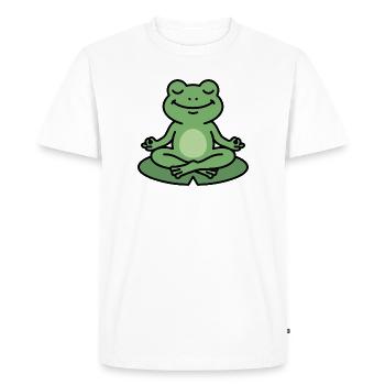 Don de la méditation de la grenouille zen yoga - T-shirt Premium bio Homme - blanc - Devant - Nico (187cm)