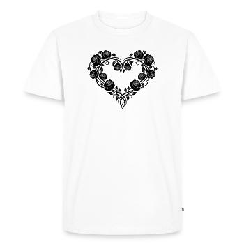 Ornement en forme de cœur de roses – Design floral romantique - T-shirt Premium bio Homme - blanc - Devant - Nico (187cm)
