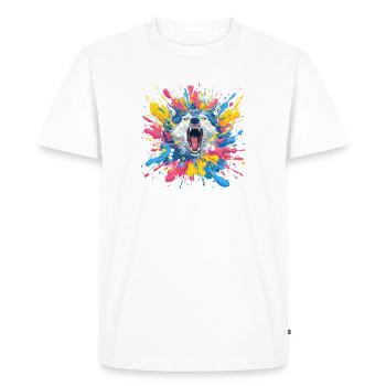L’appel de Wolf dans la fronde de peinture - T-shirt Premium bio Homme - blanc - Devant - Nico (187cm)