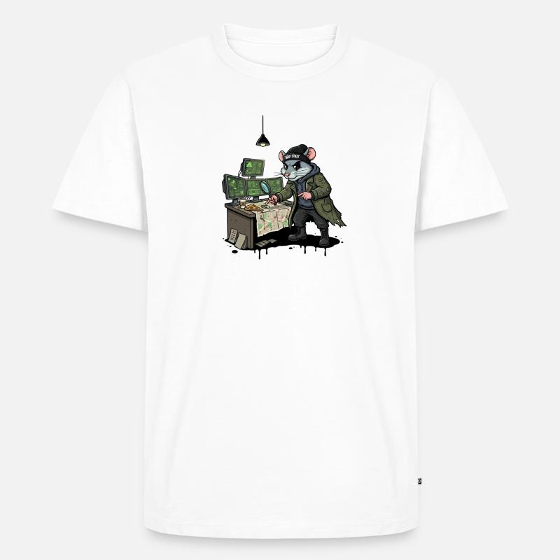Hacker-Ratte Detektiv Deep-State Spurensuche - Männer Premium Bio T-Shirt - Weiß
