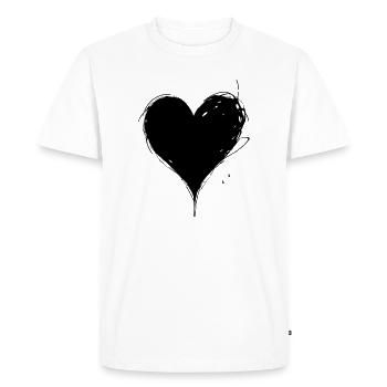 Cœur Noir, Saint-Valentin, Amour - T-shirt Premium bio Homme - blanc - Devant - Nico (187cm)