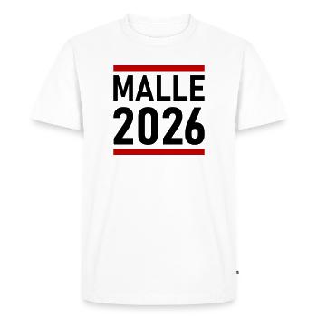 Malle 2026 Majorque - T-shirt Premium bio Homme - blanc - Devant - Nico (187cm)
