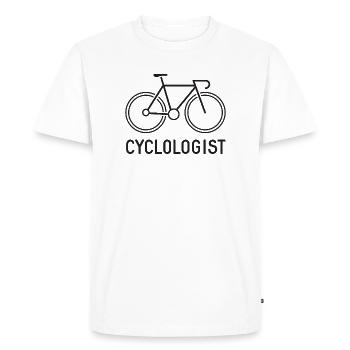 Cyclologist - Men's Premium Organic T-Shirt - white - Front - Nico (187cm)