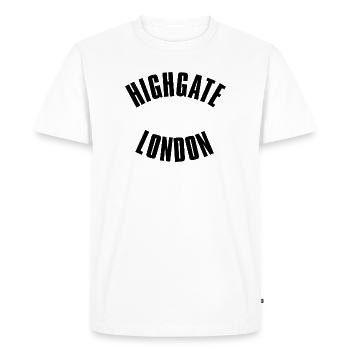Night Gate London Emblem - Men's Premium Organic T-Shirt - white - Front - Nico (187cm)