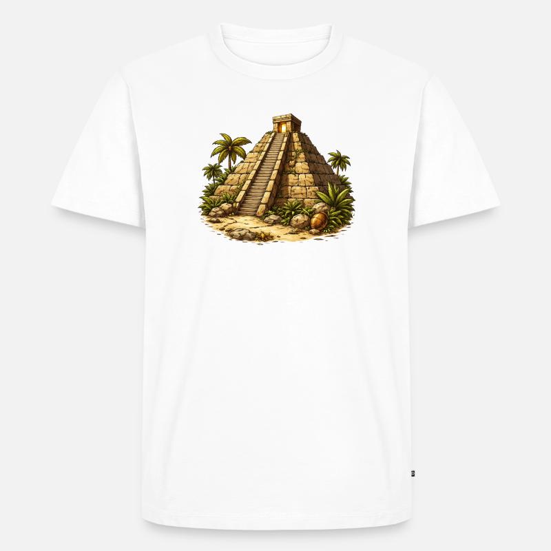 Pyramide Tempel - Männer Premium Bio T-Shirt - Weiß