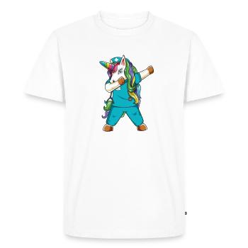 Infirmière Unicorne en Dab - Drôle de soins médicaux - T-shirt Premium bio Homme - blanc - Devant - Nico (187cm)