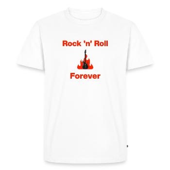 Rock 'n' Roll Forever – Guitare Brûlante, Musique Rock - T-shirt Premium bio Homme - blanc - Devant - Nico (187cm)