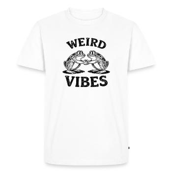 Strange Vibes Frog Duo - Men's Premium Organic T-Shirt - white - Front - Nico (187cm)