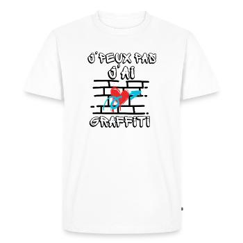 J'puex pas j'ai graffiti coeur rouge et bleu - T-shirt Premium bio Homme - blanc - Devant - Nico (187cm)