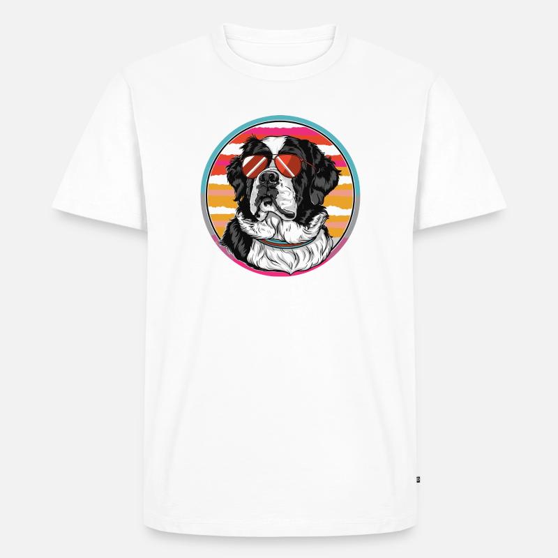 Sonnenhund im Retro-Sommer - Männer Premium Bio T-Shirt - Weiß