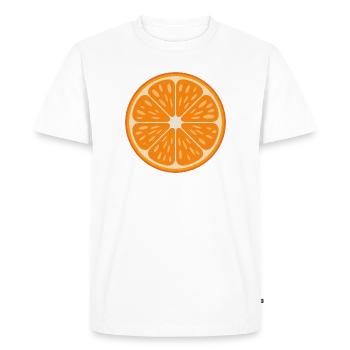 Art rétro aux fruits en tranches d’orange vibrantes - T-shirt Premium bio Homme - blanc - Devant - Nico (187cm)