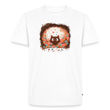 Le rêve du chat dans la toupie sucrière - T-shirt Premium bio Homme - blanc - Devant - Nico (187cm)