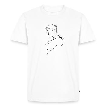 Silent Male Silhouette in Minimal Flowing Line - Men's Premium Organic T-Shirt - white - Front - Nico (187cm)