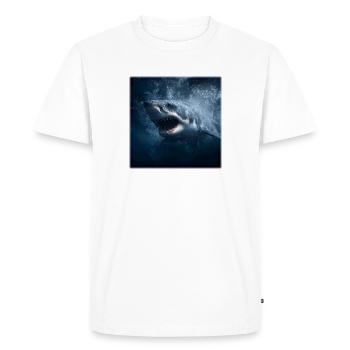 Great White Shark Attack Ocean Design Predator - Men's Premium Organic T-Shirt - white - Front - Nico (187cm)