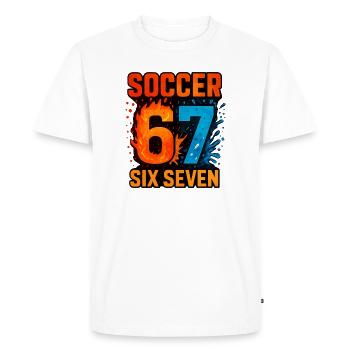 Soccer 67 | Six Seven - Men's Premium Organic T-Shirt - white - Front - Nico (187cm)