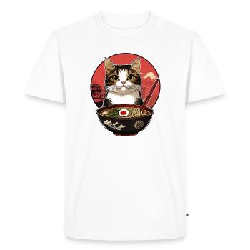 Cats with ramen - Men's Premium Organic T-Shirt - white - Front - Nico (187cm)