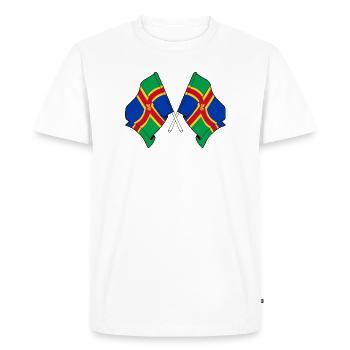 Deux drapeaux du Lincolnshire croisés - T-shirt Premium bio Homme - blanc - Devant - Nico (187cm)