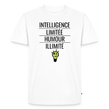Skull Neon Smile X Funny Quote - Men's Premium Organic T-Shirt - white - Front - Nico (187cm)