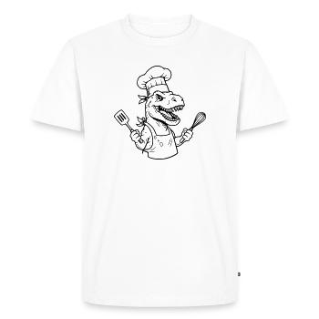 T-rex cuisinier  - T-shirt Premium bio Homme - blanc - Devant - Nico (187cm)