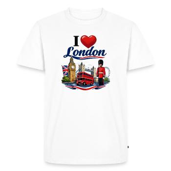 I Love London – Iconic British Icons - Men's Premium Organic T-Shirt - white - Front - Nico (187cm)