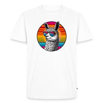 Llama Retro Sunset - T-shirt Premium bio Homme - blanc - Devant - Nico (187cm)