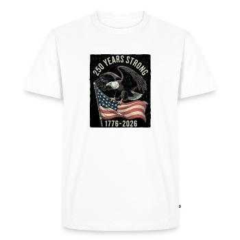 250 Years Strong 1776–2026 - Men's Premium Organic T-Shirt - white - Front - Nico (187cm)