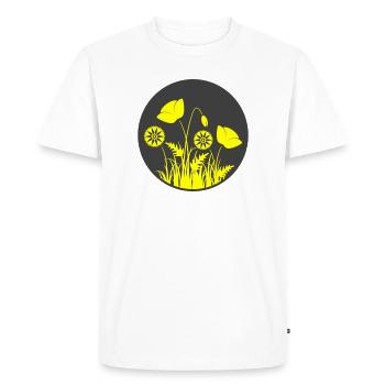Fleurs jaunes en cercle - T-shirt Premium bio Homme - blanc - Devant - Nico (187cm)