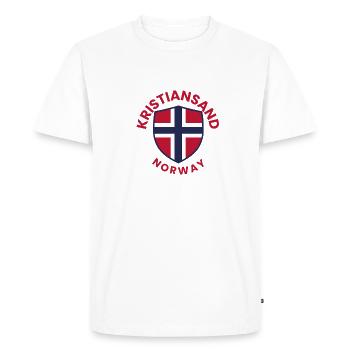 Kristiansand Norway Shield Emblem - Men's Premium Organic T-Shirt - white - Front - Nico (187cm)