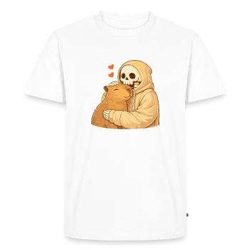 Squelette Douillet avec Capybara – Sécurité - T-shirt Premium bio Homme - blanc - Devant - Nico (187cm)