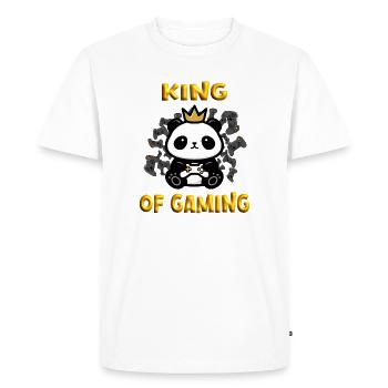 King of Gaming Panda - Men's Premium Organic T-Shirt - white - Front - Nico (187cm)